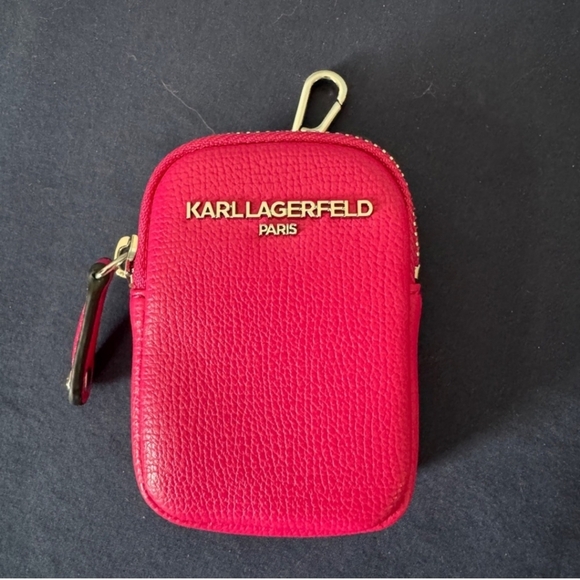 Karl Lagerfeld Pink Leather Cardholder/Bag Charm Bag NWOT - Picture 1 of 3